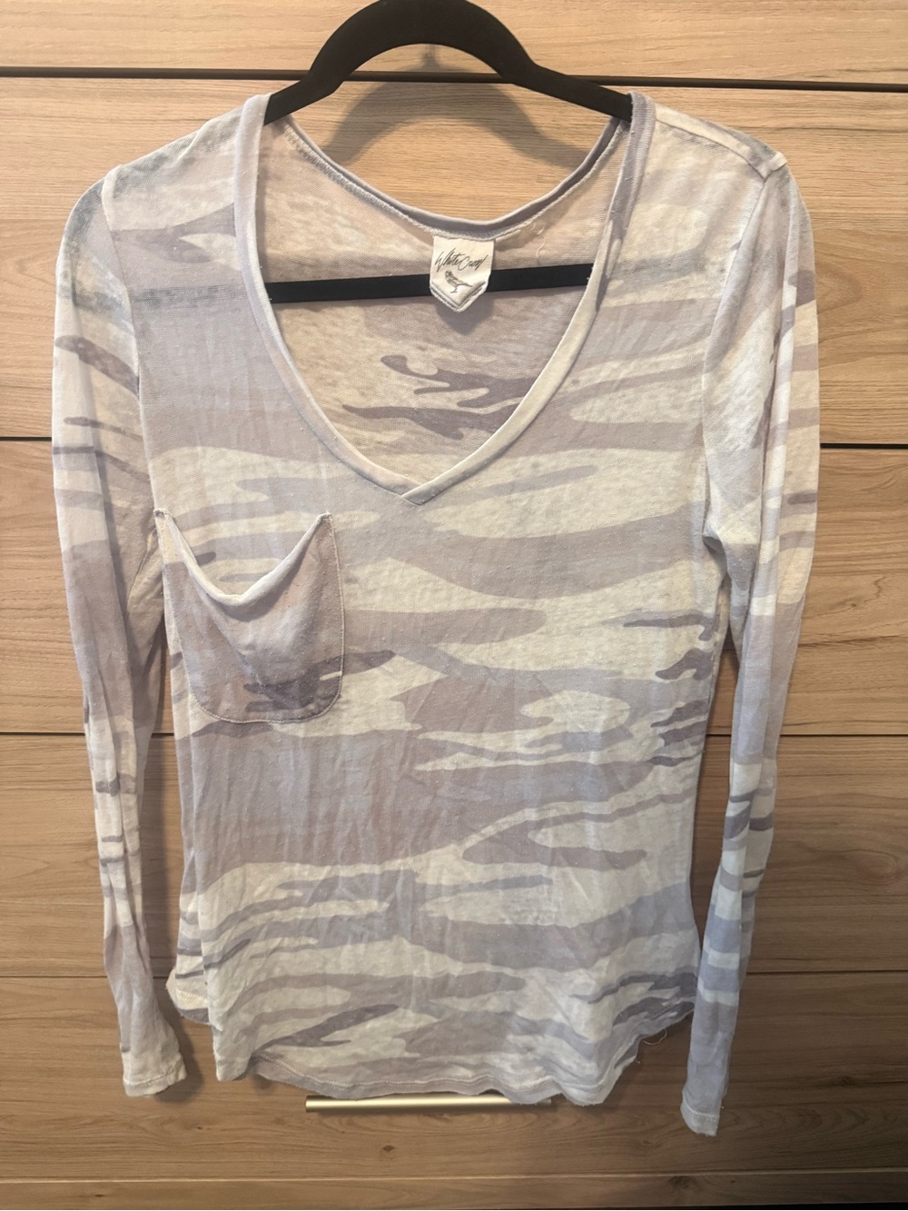 White Crow Light Camo V-Neck Long Sleeve Top